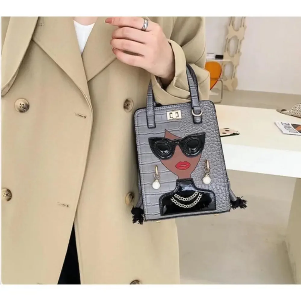 Vintage Style Square Shaped Handbag In Gray